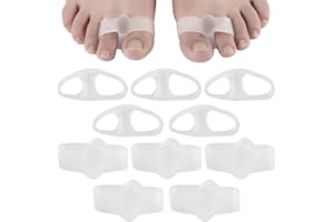 DULUOK Separador de Dedos de Pie Silicona, 10 Piezas Separadores de Dedo con 2 Bucles, Evitar el Frotamiento y Aliviar La Presión Separador Dedos Pie Corrector de Juanetes para Dedos Superpuestos