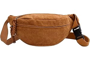 MIYUANGKJ Bauchtasche Cord Umhängetasche Cord Modische Hüfttasche Freizeit Sport Hüfttaschen Crossbody Bag Gelbbraun mit Schultergurt Einstellbar Unisex für Damen, Herren