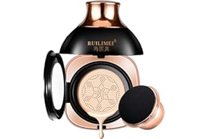 GL-Turelifes Mushroom Head Air Cushion Foundation, BB Cream Oil Control Cushion Set, CC Cream Moisturizing Correaler Perméable à l'air Natural Brightening Flawless Makeup (Couleur naturelle)