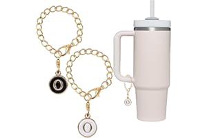 SHANFAA 26 Letter Charm Accessories for Stanley Cup 2PCS Initial Name ID Personalized Handle Charm for Stanley Tumbler (O)