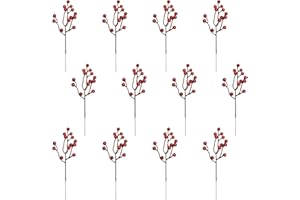 NAHUAA 12 Piezas Decoración Artificiales de Bayas Rojos 24 cm Baya Rojas Navideñas Rojos Bayas de Acebo de Navidad Ramas de Baya de Acebo para Decoracion Arbol de Navidad, Guirnalda