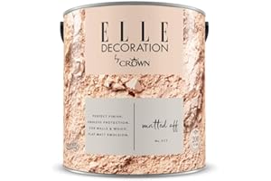 Crown ELLE DECORATION Matted Off No. 517, 2,5 L, extra-matte Premium Wandfarbe für Innen, für Wände und Holz, hohe Deckkraft, Innenfarbe,zarter Steinton