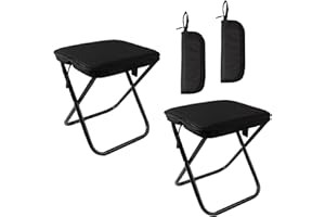 Uxadrenovix Aggiornamento sgabello pieghevole per esterni, set da 2, mini sedia pieghevole leggera e portatile fino a 100 kg, sgabello da campeggio per esterni e interni (nero)