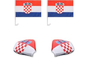 ‎SONIA ORIGINELLI Sonia Originelli Fanset Fanartikel Fahnen für das Auto Spiegelfahnen Fensterfahnen WM EM, Farbe: Kroatien