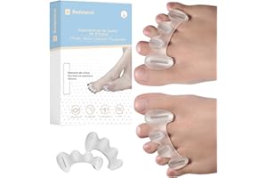 Bodytecni Separadores de Dedos de los Pies (4 Uds) - Separador para Dedos del Pie de Silicona 0% BPA - Espaciadores para Dedos del Pie Superpuestos - Corrector de Dedos para Pies (Talla L)
