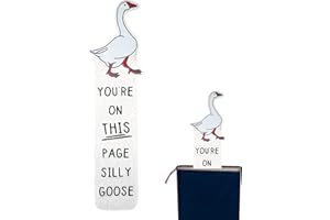 LYREH Funny Goose Bookmark, 5.12x1.57 Inch Funny Cute Goose Book Marks Women Practical Metal Reading Accessories Silly Gift Office Supplies for Book Lover Gift Adults Kids Teens