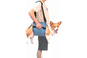 COODEO Porteur pour Chien Sling, Sac à Dos d'urgence pour Le Soutien des Pattes d'animal de Compagnie et Harnais de Levage pour Chiens, Porte-Chien pour Chiens âgés souffrant d'arthrite(L, Bleu)