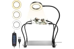 OBDMONSTER Dritte hand Löten, Löthilfe Dritte Hand mit 5X Lupe Licht, Lötstation mit 4 flexibel Arme, Löthilfe für Schweißer, Schmuckhersteller, Handwerk, Liebhaber