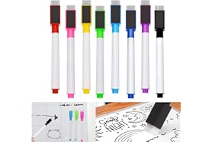 Probuk Whiteboard Pens 8 Colors Magnetic Whiteboard Pens and Eraser Set,Fine Tip Dry Wipe Whiteboard Marker Pens for Smooth Surfaces Kids Wall,Fridge,Windows,Pubs, Glass
