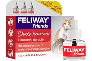 FELIWAY Friends - Pack 3 Recharges - La Solution Conçue pour Réduire les conflits, Tensions, Bagarres entre vos Chats - Scientifiquement Prouvé - 3 Recharges (3x 30 jours)