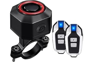 TAWVEML 2 X Anti-Theft Bike Alarm with Remote, Waterproof Bicycle Vibration Alarm with Tail Light Brake Light for e-Bike Motorbike Electric Tricycle Scooter Motorcycle, Super Loud 110dB, 7 Level Sensitivity