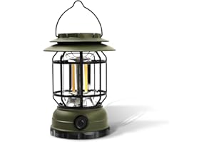 ExtraStar Linterna de Camping Recargable, Farol con 3 Modos, Luz de Emergencia IPX4 Resistente al Agua para Acampar, Caminar, Pescar, Cortes de Energía - Verde Oliva