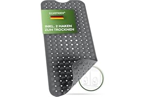 SilverRack Mata do wanny 100 x 40 cm (antracytowa) – mata antypoślizgowa do wanny bez BPA, dla dzieci i niemowląt, odporna na pleśń i można prać w pralce, antypoślizgowa mata łazienkowa