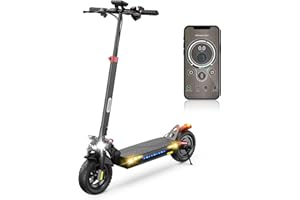 iScooter Patinete Electrico Adultos con Cerraduras Electrónicas y Cerraduras, Poste elevable, Batería 48V 12.5Ah, Patinete Eléctrico Plegable 10" con App, Carga 200 kg, Autonomía 45 km,Triple Frenado