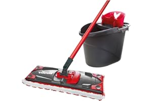 Kit complet balai et seau-essoreur Ultramax de Vileda, ensemble de balais à plat avec seau, balai plat et housse en microfibre, retire plus de 99% des bactéries avec de l'eau, Vileda love it clean