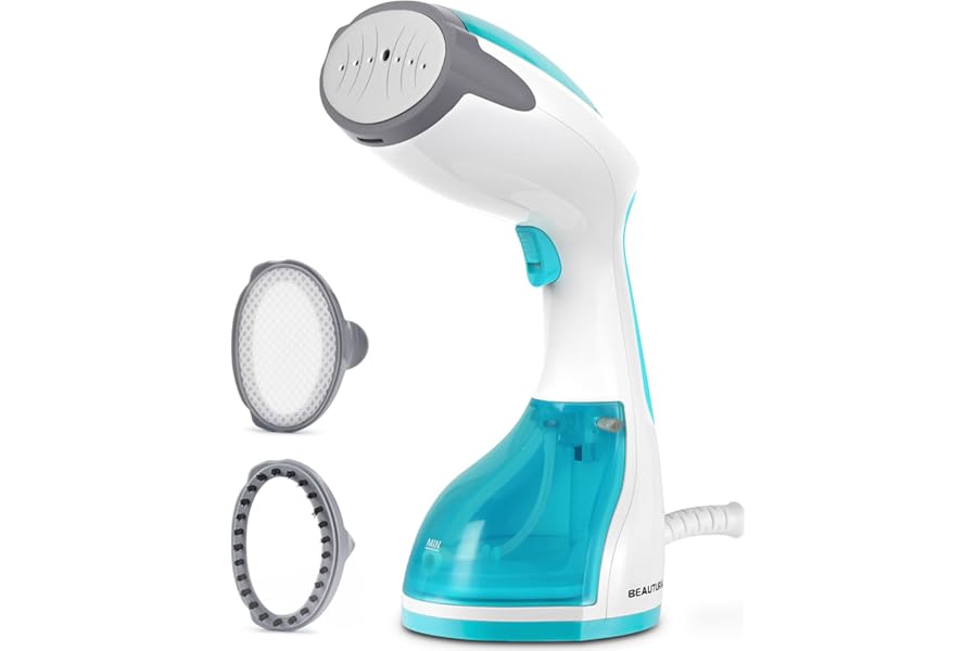BEAUTURAL Clothes Steamer, Portable Handheld Steamer, Garment Fabric Wrinkles Remover, 30-Second Fast Heat-up, Auto-Off, Large Detachable Water Tank, Azul