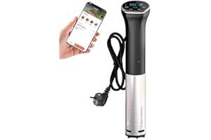 Sous Vide Stick, Cooksir sous vide cooker 1400Watt con WI-FI, 10-90°C, display a LED, funzionamento tramite app e touch, impermeabile IPX7, circolazione a 360° con timer, presa di corrente
