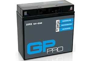 GP-PRO Gel Batterie 12V 22Ah 51913 GT19BL-BS Batería moto, sans entretien scellée préchargée similaire YT19BL-BS / 51814/52015, Anthracite, bleu, noir