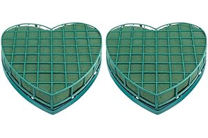 Vaguelly Lot de 2 petites briques en mousse emboîtée en forme de cœur pour compositions florales - Avec grille et ventouse - Pour bricolage - Fleurs fraîches - Décoration de table
