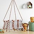 Patiofy Newborn Baby Crib Cradle/Hanging Cradle for Baby/Palna for New Born Baby/Baby Sleeping Bed/Thotil for Babies/Baby Cradle for 0 to 2 Years/Premium Cotton Rope Cradle/ Wooden Frame/ White-Brown