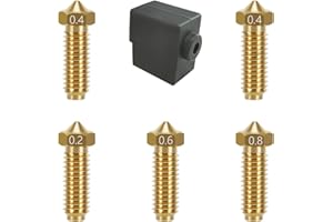 JUUPINE For Kobra3 / Kobra S1 Combo 3D Printer Hot End Kit with Silicone Socks and Brass Nozzles (1pc 0.2mm + 2pcs 0.4mm + 1pc 0.6mm + 1pc 0.8mm) NZ