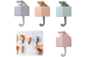 RobLuX 4 Stück Wandhaken für Tiere Klebehaken Niedliche Kreative Haken für Mantel Cat Hook Einziehbare Klebehaken Tier für Kleiderhaken Kinder Wanddekoration Ohne Bohren