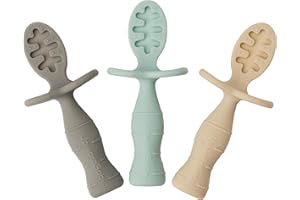 UPWARDBABY Upward Baby 3 Pack Silicone Baby Feeding Spoon with Anti-Choke Barrier - Baby Spoons Self Feeding 6 Months - First Stage Infant Supplies and Toddler Utensils - Baby Led Weaning Soft-Tip Training Spoon
