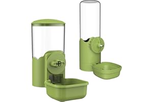 KASSIVA Automatic Pet Food Water Dispenser, Auto Gravity Pet Feeder Water Bottle Set for Cage, Feeding Station for Puppy Kitten Rabbit Guinea Pigs Chinchilla Hedgehog Ferret (Green)