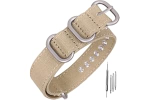 Niziruoup Paski do zegarka, płócienny pasek do zegarka 18 mm, 20 mm, 22 mm, 24 mm, 26 mm, Nato Premium, z metalowym zapięciem ze stali nierdzewnej, sportowa, oddychająca bransoletka zastępcza dla