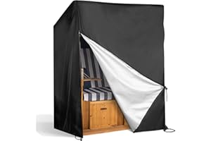 YISSVIC Strandkorb Schutzhülle mit verstellbaren Kordelzügen Winddicht Winterfest und UV Beständig 420D Oxford-Gewebe 135x105x175/140cm