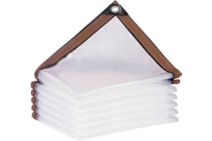 VOGANLL Waterproof Transparent PVC Tarpaulin with Eyelets, UV-Resistant and Tear-Resistant Greenhouse Film for Garden, Balcony, Construction Site & Pet Enclosure, Weatherproof Construction Film with