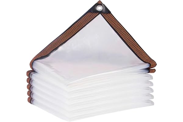 2 x 4 m vattentät transparent PVC-presenning med öljetter – UV-resistent och slitstark växthusfolie för trädgård, balkong, by