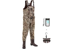 TIDEWE Chest Waders with Boots Hanger for Men, Realtree MAX5 Camo Waterproof Fishing Bootfoot Waders for Fishing & Hunting