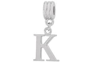 Charm Buddy Alphabet Letter Initial Pendant Dangle Charm Beads for Silver Charm Bracelets