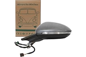 Convitex Specchietto Retrovisore Auto per Golf 7, Sinistra - Lato Conducente, Elettrico, Asferico, Termico, Verniciare, Ripiegamento Elettrico, Freccia, Luce Del Proiettore, 9Pins