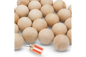 EV HOME CREATIONS EV® Holzkugeln ohne Loch - 12 Stück 50mm Durchmesser - Made in Austria - Große Holzperlen ohne Bohrung, Gedrechselt aus Hochwertigem Buchenholz