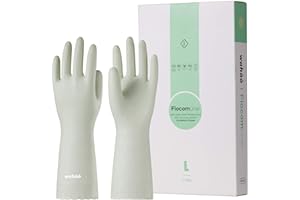 ‎LANON PROTECTION LANON wahoo 3 Pairs Reusable Household Gloves, Skin-friendly Gloves with Flocked Cotton Lining, for Kitchen Work, Household Cleaning and Dishwashing, Light Green, Size L