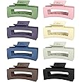 8pcs Acrylic Banana Rectangle Matte Hair Clips Set - Non-Slip Clamps for Thin to Thick Hair Styling (3.5 inch, Colorful Series)