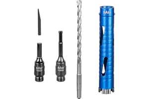 SALI Diamond Core Drill Bit Set 32mm x 150mm Long Turbo Laser-Welded Segments for Concrete Brick Block Stone Masonry Granite Drill Bit Core Accessories with SDS Adapter,Hex Shank Adapter,Centre Drill