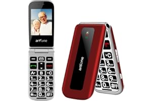artfone F20 GSM Téléphone Portable Senior Clapet Débloqué丨Téléphone Portable Senior à Clapet丨Grandes Touches丨Bouton SOS丨écran de 2.4" 丨Batterie 1300 mAh丨Radio FM丨Appel Rapide丨double Carte SIM - Rouge