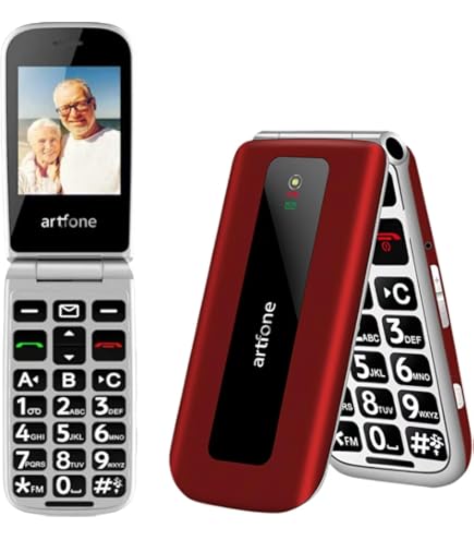 artfone G6 4G Seniorenhandy Klapphandy Ohne Vertrag, SOS Notruftaste, Ladestation, Handy für Senioren, Radio, 2,4 Zoll Zweibildschirm, 1300mAh Akku, Schwarz