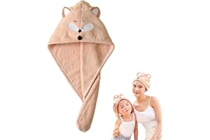 INELIHOO Kinder Mikrofaser Haarturban Mädchen Schnelltrocknend Haartrockentuch Turban mit Knöpfen Anti-Frizz Saugfähige Haar Handtuch Wrap Verdrehter Turban Kopfhandtuch Hut für alle Haartype
