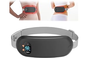 BOUZAFOFA Heat Pad for Period Pain Relief, Upgraded 6 Heat Massage Modes Electric Fast Heating Pad for Lower Back Pain Cramp Heated Belt Menstrual Rechargeable USB Heating Pad Gifts for Women Girls Her Black