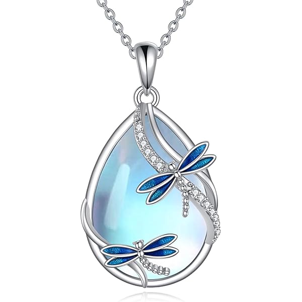 ZIPPICE Opaal libellen ketting 925 sterling zilver libelle maansteen halsketting maansteen sieraden kerstcadeau voor dames meisjes kinderen