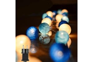 Ciskotu Ghirlanda Luminosa Cameretta, 3,8M 20 Sfere Cotone LED Catena Luminosa Interno Con spina, per Decorazione Della Luce Notturna Interna, Come Natale, Matrimonio, Festa, Stanza, Tenda