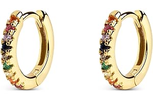 SINGULARU - Pendientes Aro Colors - Pendientes en Plata de Ley 925 con Acabado Baño de Oro de 18 Kt. o Rodio - Pendientes de Aro con Cierre Congo - Joyas para Mujer