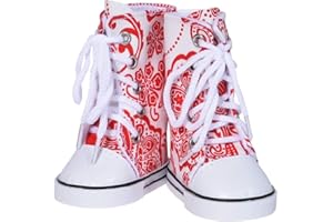 The New York Doll Collection Red Printed High Tops Trainers Fits 18 inch/46 cm Dolls – Dolls Shoes Sneakers Accessories Set