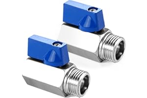 BEATIFIC 2 Stück 1/4 Zoll Mini Kugelhahn, 1/4" AG x 1/4" IG Kugelventile, G1/4 Zoll Messing Mini Kugelhahn Absperrhahn, Absperrschalter mit Blau Griff, Ballonhahnschalter DN8, für Wasser Öl Gas