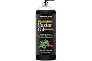 MAJESTIC PURE Jamaican Black Castor Oil for Hair Growth & Natural Skin Care - Roasted & Cold-Pressed - Massage, Scalp, Hair and Nails - 16 fl oz