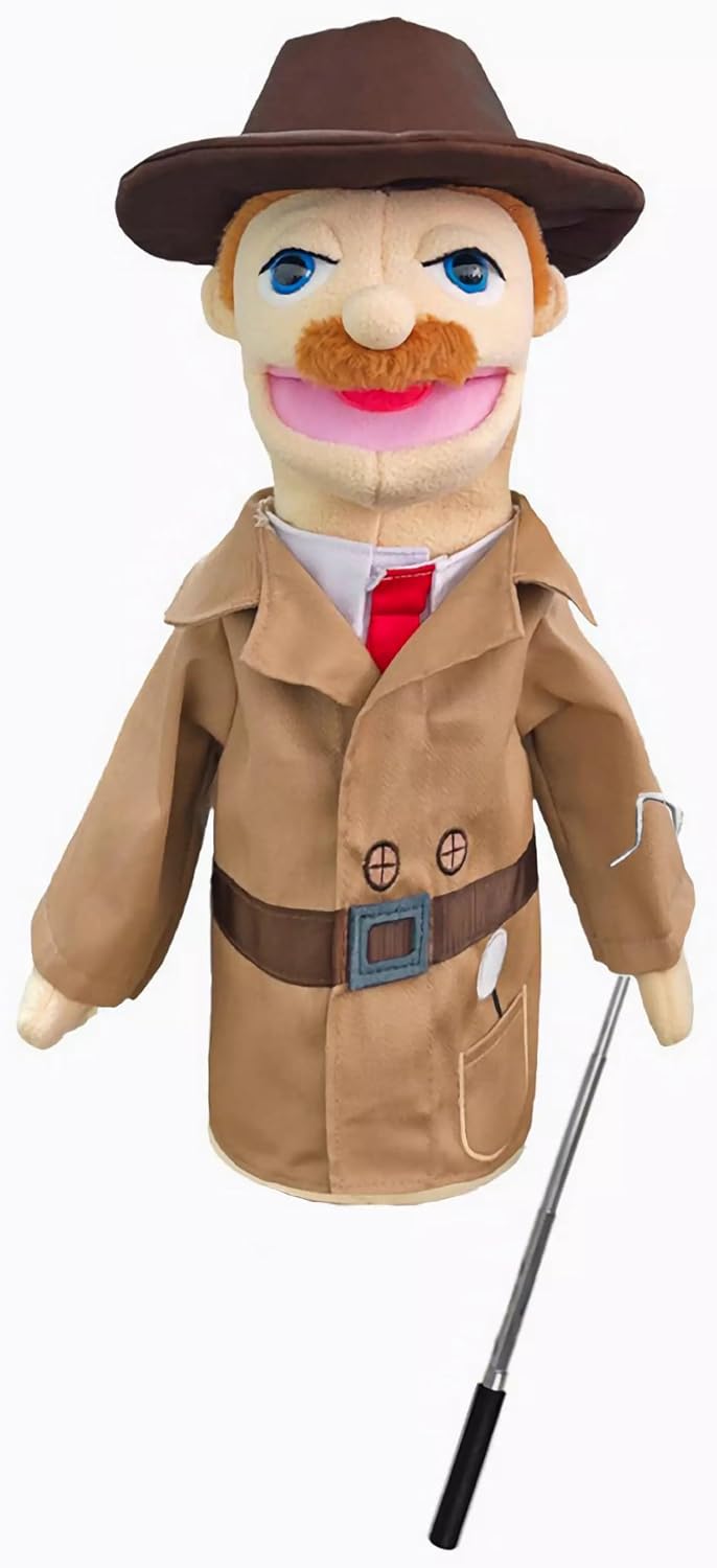 LOMTRATS Marionetas de Mano de Teatro para niños,Incluye Maestro,policía,Pirata,Detective,etc.con Bocas Abiertas móviles, Contar Historias,enseñar,Regalos de Festivales,1 PCS